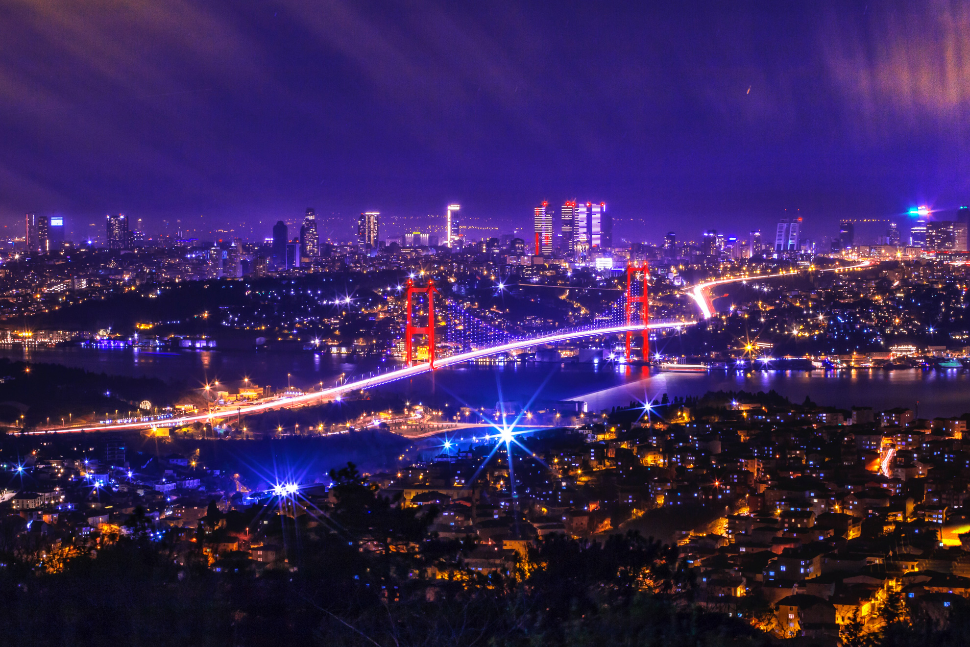 Истанбул и Пеещите фонтани - Нощен Истанбул, Турция - Night Istanbul, Turkey